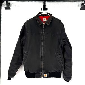 Vintage Carhartt SANTA FE WESTERN Jacket Red Quilted Work Coat Distressed L TALL